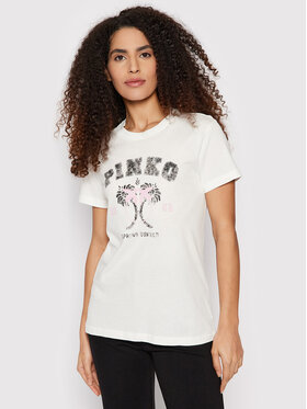 Pinko Pinko T-Shirt Tivoli 1G178N Y6K7 Biały Regular Fit