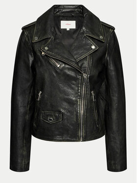s.Oliver s.Oliver Шкіряна куртка 2145465 Чорний Regular Fit