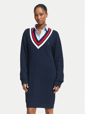 Tommy Jeans Tommy Jeans Strickkleid DW0DW23540 Dunkelblau Relaxed Fit