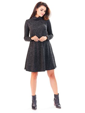 Awama Awama Sukienka dzianinowa A198 Szary Basic Fit