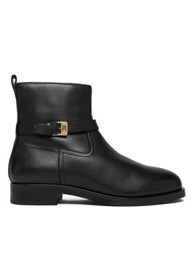 Tommy Hilfiger Tommy Hilfiger Īsie zābaki Th Buckle Riding Leather Bootie FW0FW08781 Melns