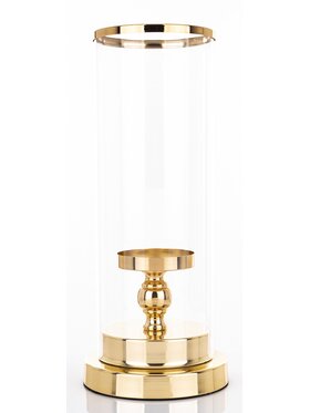 MIAhome MIAhome Lampion Świecznik złoty z kloszem 36x15 cm KANDILA - II Złoty
