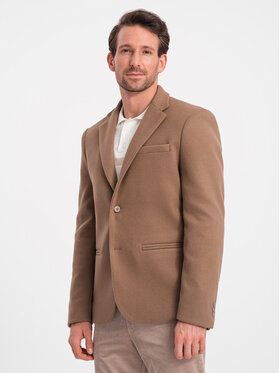 Ombre Ombre Marynarka OM-BLZB-0118 Brązowy Regular Fit