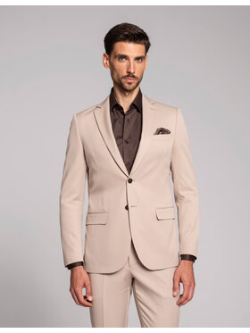 Borgio Borgio Marynarka lido_02_bz Beżowy Slim Fit