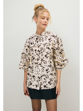 BIZUU BIZUU Koszula MALAY FLORAL REGULAR FIT COTTON SHIRT Biały Standard Fit