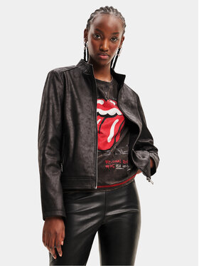 Desigual Desigual Ādas jaka 23WWEW02 Melns Regular Fit