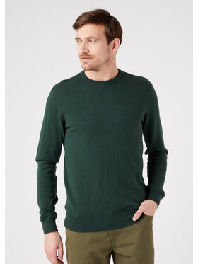 Wrangler Wrangler Sweter CREWNECK KNIT Zielony Regular Fit