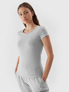 4F 4F Marškinėliai 4FAW23TTSHF0906 Pilka Slim Fit