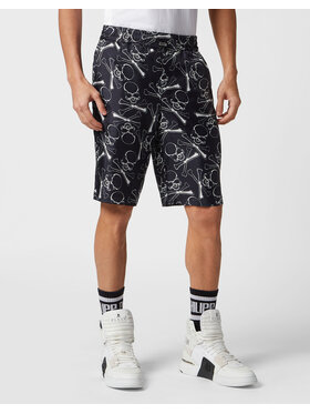 PHILIPP PLEIN PHILIPP PLEIN Šortky z materiálu 9653 Černá Regular Fit