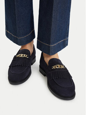 Tommy Hilfiger Tommy Hilfiger Loafers Th Chain Fringe Suede Loafer FW0FW09918 Σκούρο μπλε