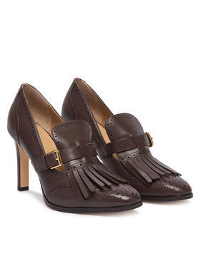 LAUREN RALPH LAUREN LAUREN RALPH LAUREN Półbuty Colleen Perforated Calfskin Kiltie Pump 802P02364004 Brązowy ciemny