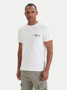 Tommy Jeans Tommy Jeans Tricou DM0DM22538 Alb Slim Fit