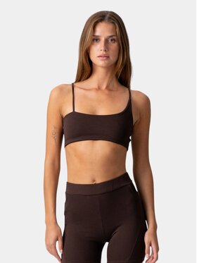 TeeShoppen TeeShoppen Top 'Basic Collection' Brązowy Slim Fit