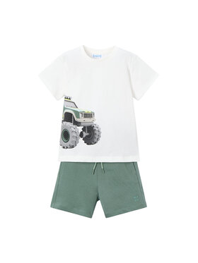 Mayoral Mayoral Set tricou și pantaloni scurți 3605 Alb Regular Fit