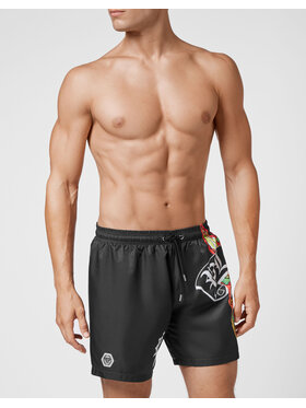 PHILIPP PLEIN PHILIPP PLEIN Kalhoty z materiálu 10305 Černá Comfort Fit