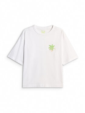 4F 4F T-Shirt BEACHWEAR Biały Boxy Fit