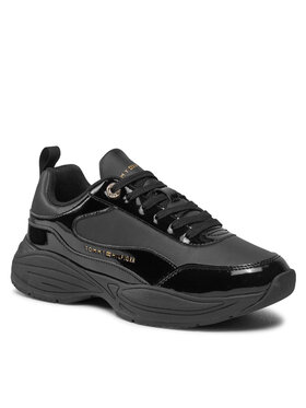 Tommy Hilfiger Tommy Hilfiger Снікерcи Womens Chunky Runner Patent FW0FW07867 Чорний