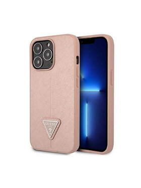 Guess Guess Etui na telefon Saffiano Triangle Logo Case Różowy