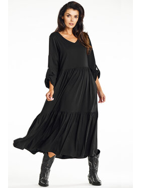Awama Awama Sukienka letnia A669 Czarny Basic Fit