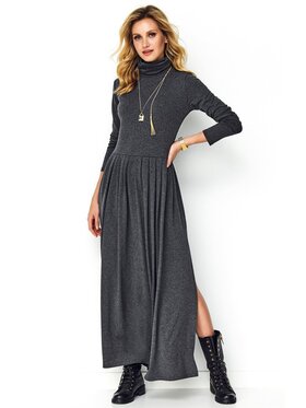 Makadamia Makadamia Sukienka codzienna M503 Szary Regular Fit