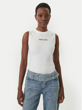 Tommy Jeans Tommy Jeans Top DW0DW22577 Alb Slim Fit