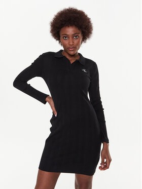 Calvin Klein Jeans Calvin Klein Jeans Úpletové šaty J20J220352 Černá Regular Fit