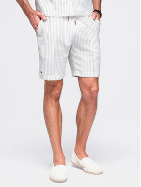 Ombre Ombre Szorty materiałowe OM-SRCS-0208 Biały Regular Fit