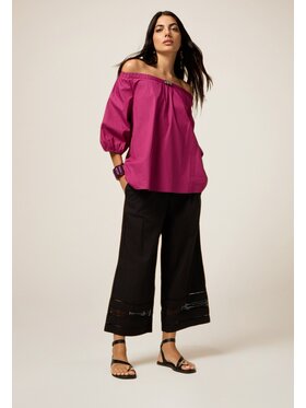 Oltre Oltre Pantaloni di tessuto P264J002329N033 Nero Baggy Fit