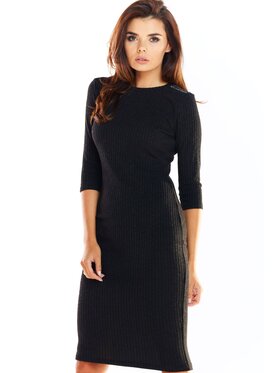Awama Awama Sukienka dzianinowa A321 Czarny Basic Fit