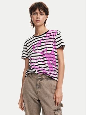 Desigual Desigual Тишърт Mickey Drawing 24WWTKA1 Бял Regular Fit