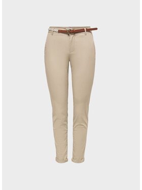 ONLY ONLY Pantaloni chino ONLBIANA MW COTTON BELTCHINO CC PNT Beige Regular Fit
