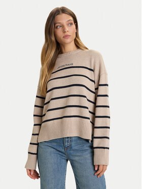 Guess Jeans Guess Jeans Sweter W5BR03 Z3HM1 Beżowy Relaxed Fit