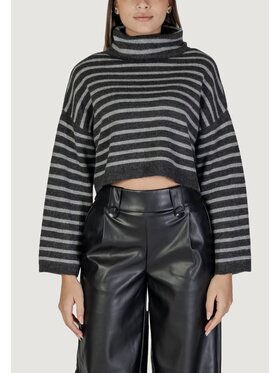 ONLY ONLY Πουλόβερ ONLTALIO LS STRIPE SHORT ROLLNECK BF KNT Γκρι Short Fit