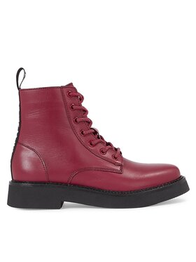 Tommy Jeans Tommy Jeans Botki Tjw Lace Up Flat EN0EN02310 Bordowy