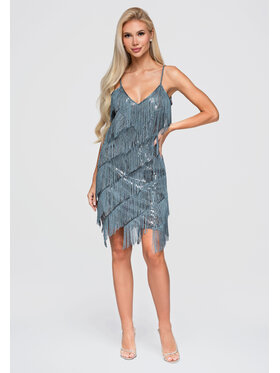 Ombre Ombre Sukienka wieczorowa LA-OM-DLR404 Szary Loose Fit