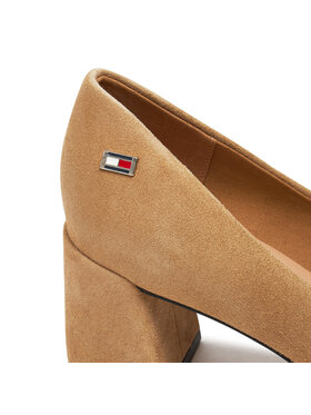 Tommy Hilfiger Salonarji Th Suede Mid Heel Block Pump FW0FW07717 Bež