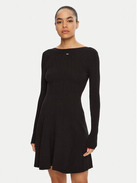 Tommy Jeans Tommy Jeans Rochie tricotată DW0DW19469 Negru Slim Fit