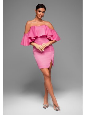 Ombre Ombre Sukienka koktajlowa LA-OM-DLR066 Różowy Regular Fit