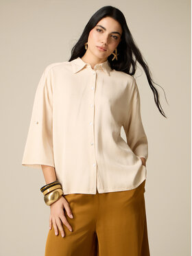 Oltre Oltre Koszula 5004J000821N0A2 Kremowy Boxy Fit