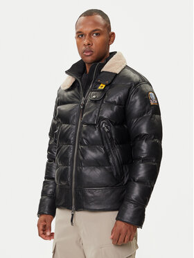Parajumpers Parajumpers Ādas jaka Gian 25WMPMJKLE03 Melns Regular Fit