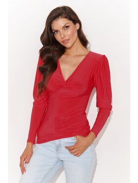 Numinou Numinou Bluzka NU461 Czerwony Regular Fit