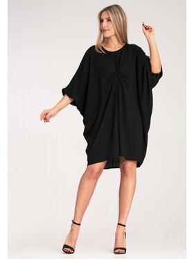 FIGL FIGL Koktejlové šaty M1127 Čierna Loose Fit