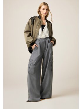 Oltre Oltre Pantaloni di tessuto P040J002526N013 Grigio Flared Fit