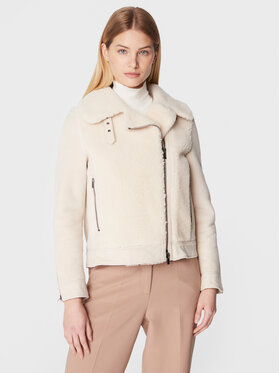 Peserico Peserico Cappotto di pelliccia naturale S21334C03 Écru Regular Fit