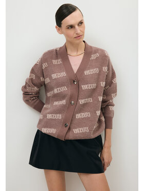 BIZUU BIZUU Kardigan MYLES OVERSIZED LOGO Beżowy Standard Fit