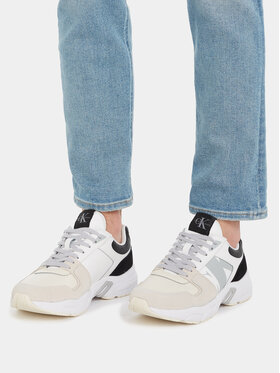 Calvin Klein Jeans Tenisice Retro Tennis Laceup Nbs Lth Mix YM0YM00745 Bijela