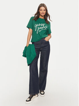 Guess T-shirt W4BI54 K8HM0 Zelena Boxy Fit