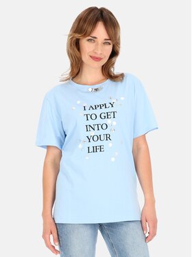 Perso Perso T-Shirt TCE245023F Błękitny Regular Fit