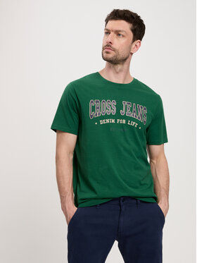 Cross Jeans Cross Jeans T-Shirt 16016-530 Zielony Regular Fit