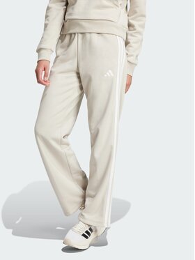 adidas adidas Spodnie dresowe Essentials 3-Stripes Open Hem French Terry Beżowy Regular Fit